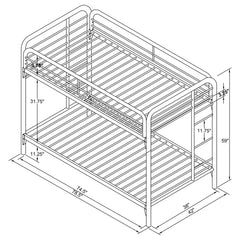 Morgan Metal Twin Over Twin Bunk Bed Blue