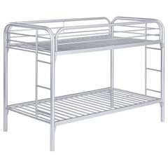Best Furniture Outlet - Coaster - Morgan Metal Twin Over Twin Bunk Bed Silver - 2256V