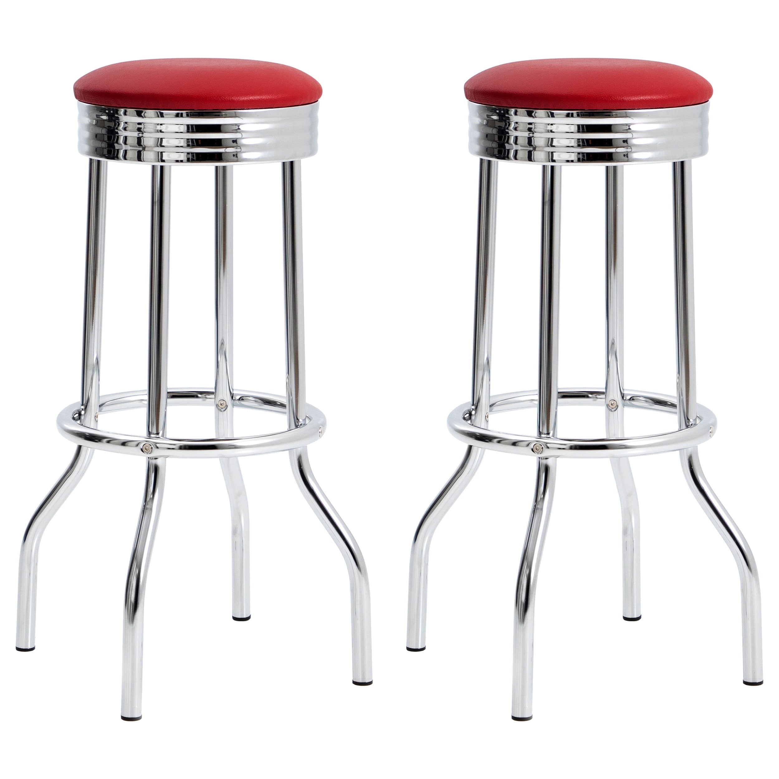 Best Furniture Outlet - Coaster - Retro Upholstered Metal Swivel Bar Stool Red (Set of 2) - 2299R