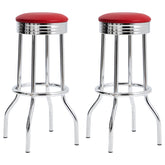Best Furniture Outlet - Coaster - Retro Upholstered Metal Swivel Bar Stool Red (Set of 2) - 2299R