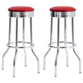 Best Furniture Outlet - Coaster - Retro Upholstered Metal Swivel Bar Stool Red (Set of 2) - 2299R