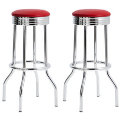 Best Furniture Outlet - Coaster - Retro Upholstered Metal Swivel Bar Stool Red (Set of 2) - 2299R