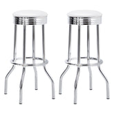Best Furniture Outlet - Coaster - Retro Upholstered Metal Swivel Bar Stool White (Set of 2) - 2299W