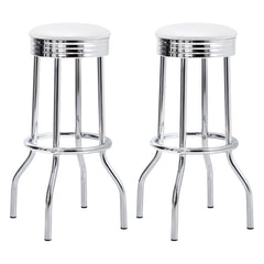Best Furniture Outlet - Coaster - Retro Upholstered Metal Swivel Bar Stool White (Set of 2) - 2299W