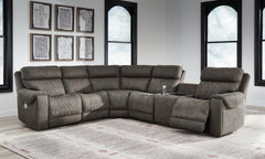 Best Furniture Outlet - Ashley Furniture - Hoopster Sectional - 6-Piece Power Reclining Sectional / Gunmetal - 23703S5