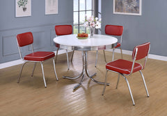 Best Furniture Outlet - Coaster - Retro 5-piece Round Dining Table Set White and Red - 2388-S5R