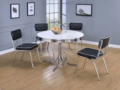 Best Furniture Outlet - Coaster - Retro 5-piece Round Dining Table Set White and Black - 2388-S5