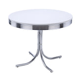 Best Furniture Outlet - Coaster - Retro Round 42-inch Wood Top Dining Table White and Chrome - 2388