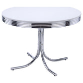 Best Furniture Outlet - Coaster - Retro Round 42-inch Wood Top Dining Table White and Chrome - 2388