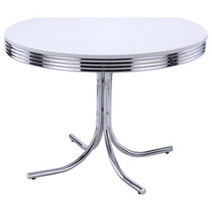 Best Furniture Outlet - Coaster - Retro Round 42-inch Wood Top Dining Table White and Chrome - 2388