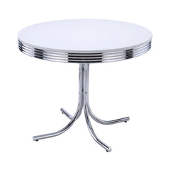 Best Furniture Outlet - Coaster - Retro Round 42-inch Wood Top Dining Table White and Chrome - 2388