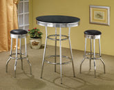 Best Furniture Outlet - Coaster - Retro 3-piece Round 1950s Bistro Pub Bar Table Set Black - 2405-S3