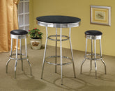 Best Furniture Outlet - Coaster - Retro 3-piece Round 1950s Bistro Pub Bar Table Set Black - 2405-S3