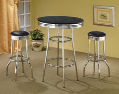 Best Furniture Outlet - Coaster - Retro 3-piece Round 1950s Bistro Pub Bar Table Set Black - 2405-S3