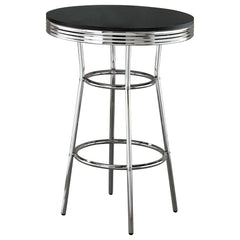 Best Furniture Outlet - Coaster - Retro Round 30-inch 1950's Bistro Pub Height Bar Table Black - 2405