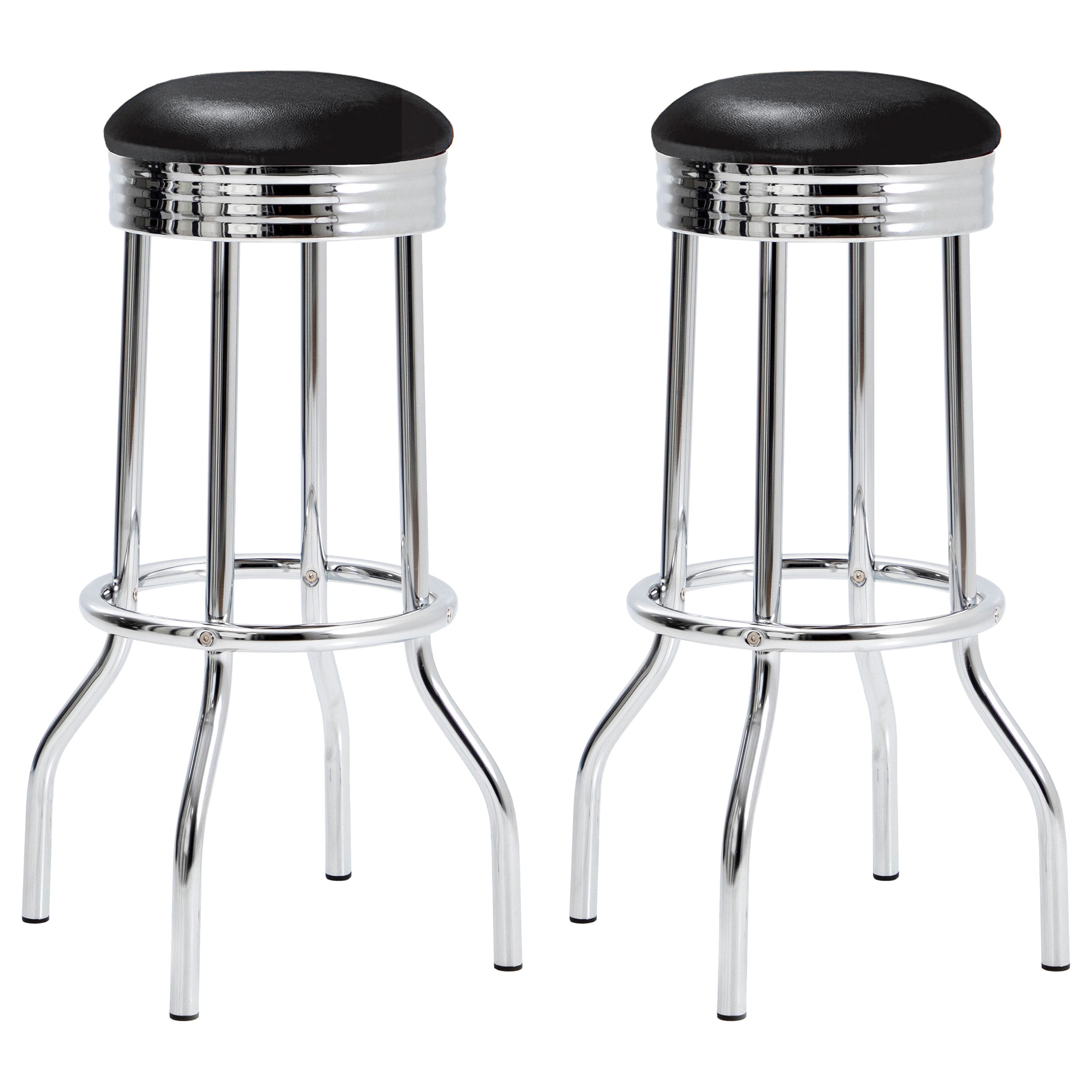 Best Furniture Outlet - Coaster - Retro Upholstered Metal Swivel Bar Stool Black (Set of 2) - 2408