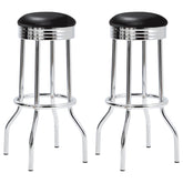 Best Furniture Outlet - Coaster - Retro Upholstered Metal Swivel Bar Stool Black (Set of 2) - 2408