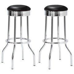 Best Furniture Outlet - Coaster - Retro Upholstered Metal Swivel Bar Stool Black (Set of 2) - 2408