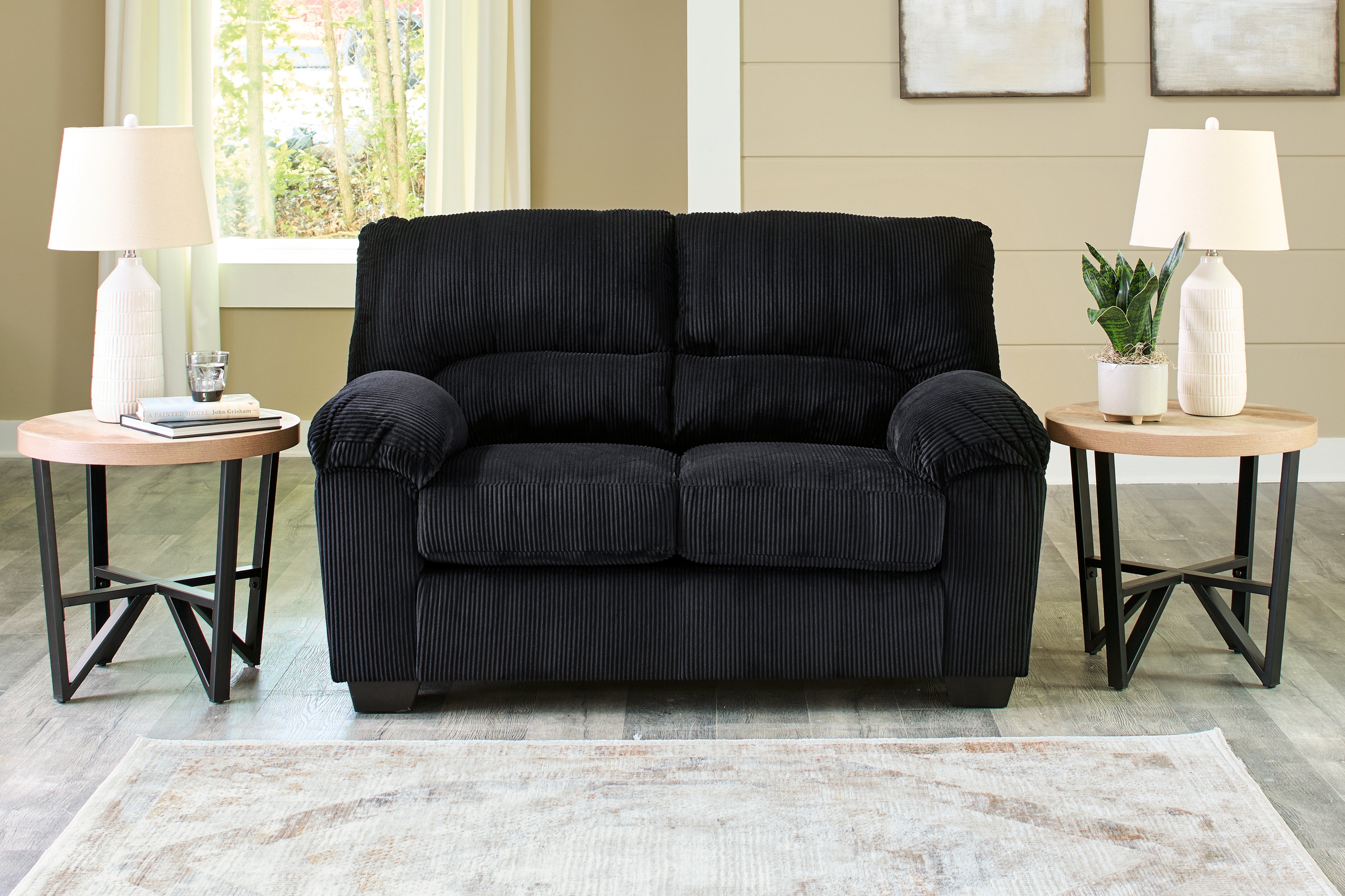 Best Furniture Outlet - Ashley Furniture - SimpleJoy Living Room - Loveseat / Onyx - 2420435