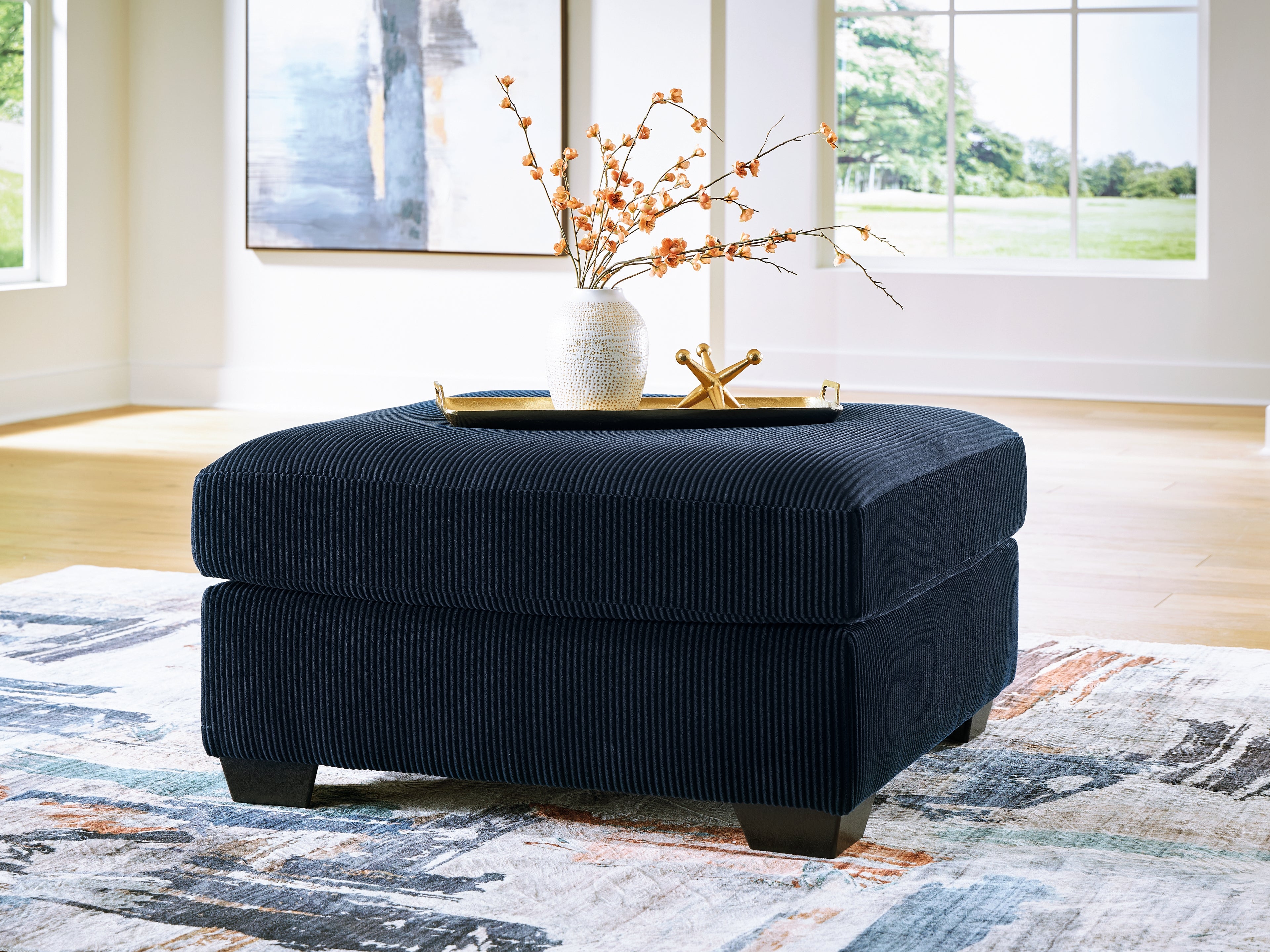 Best Furniture Outlet - Ashley Furniture - SimpleJoy Living Room - Oversized Accent Ottoman / Navy - 2420508