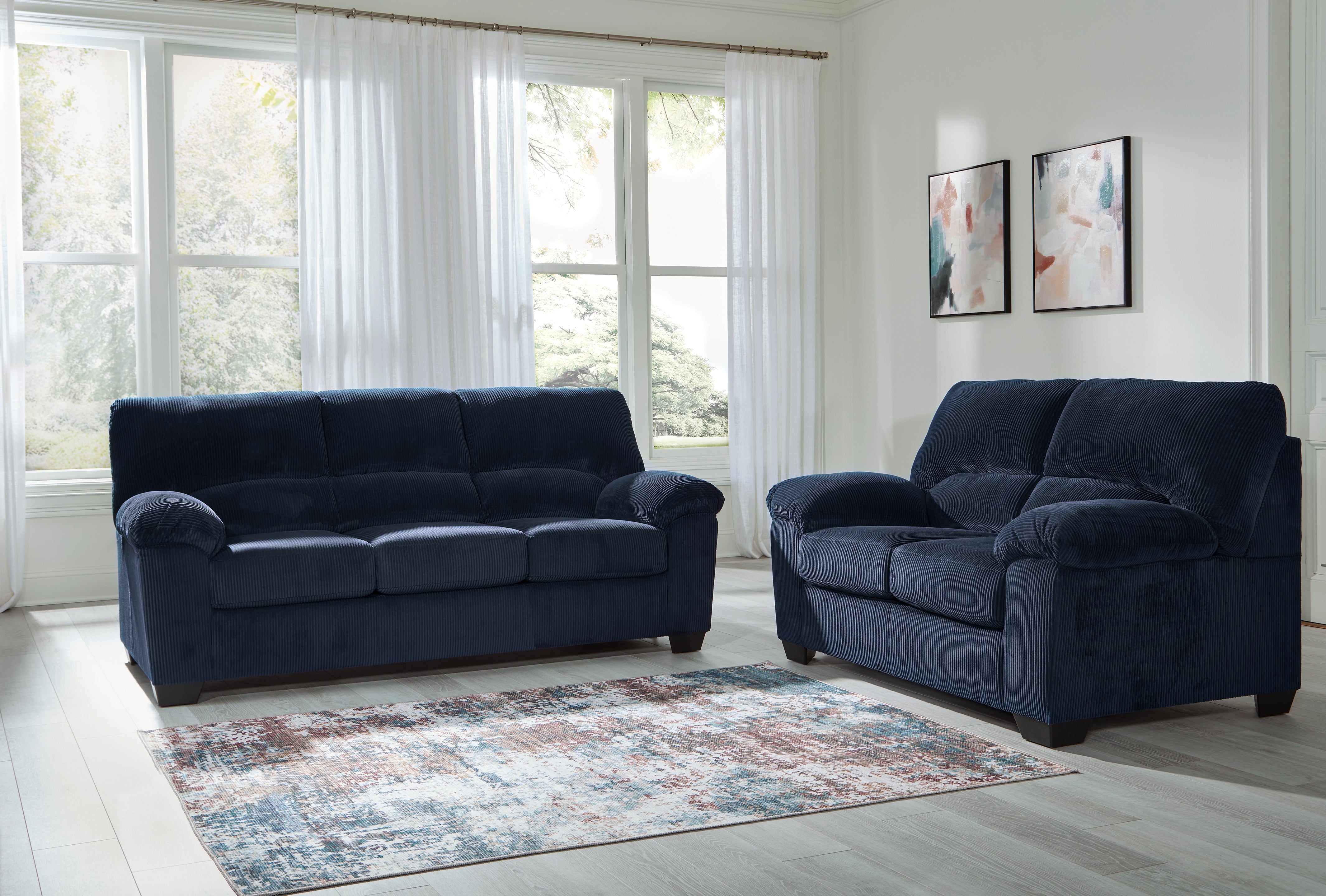 Best Furniture Outlet - Ashley Furniture - SimpleJoy Sofa and Loveseat - Sofa and Loveseat / Navy - 24205U1