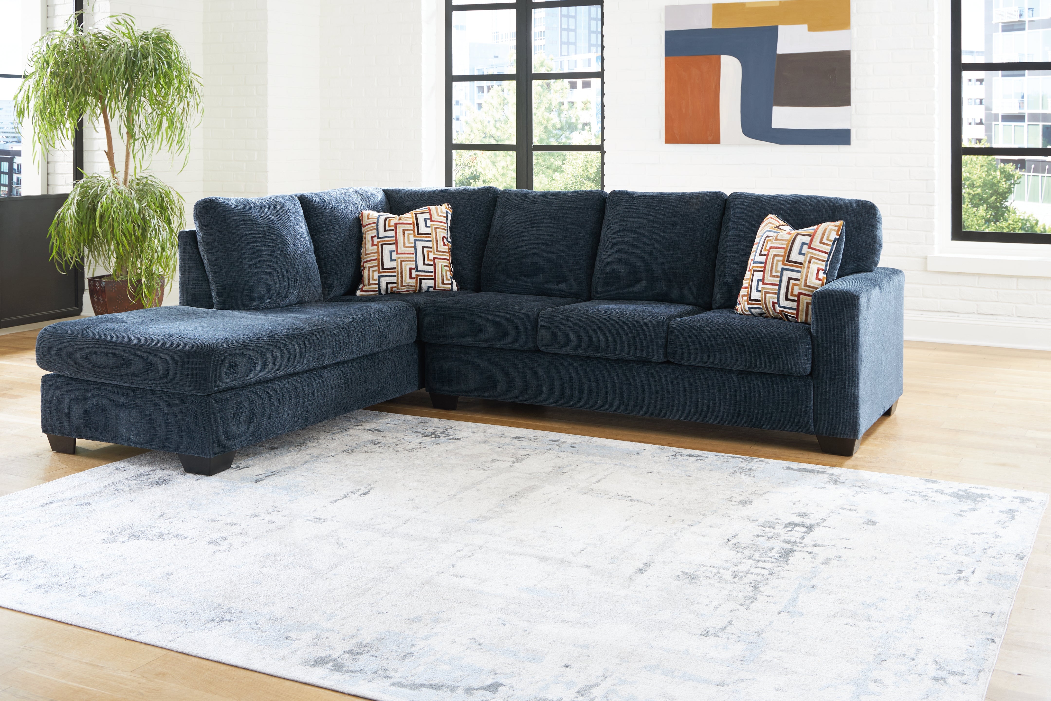 Best Furniture Outlet - Ashley Furniture - Aviemore Sectional - RAF 2-Piece Sectional with Chaise / Ink - 24303S1