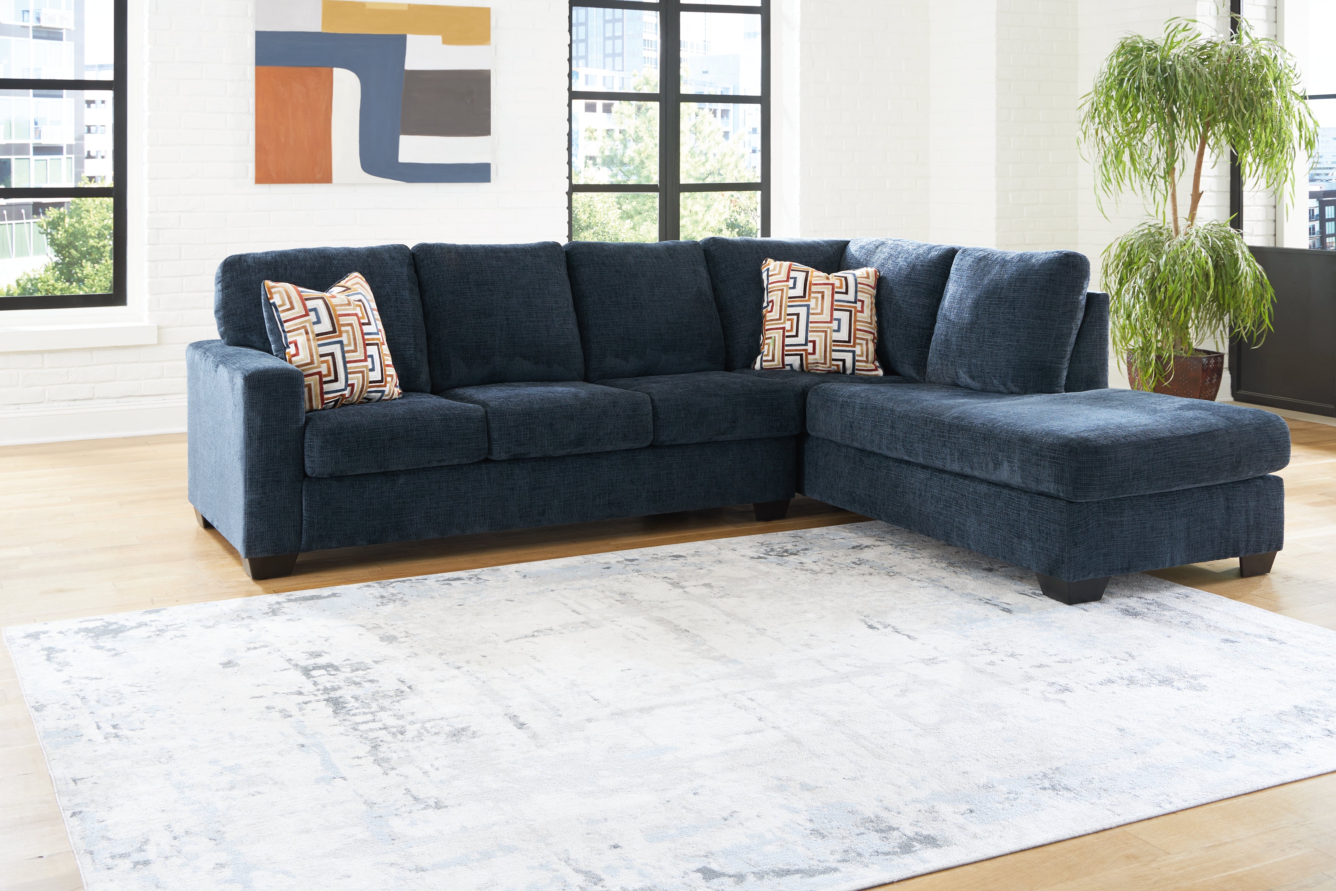 Best Furniture Outlet - Ashley Furniture - Aviemore Sectional - LAF 2-Piece Sectional with Chaise / Ink - 24303S2