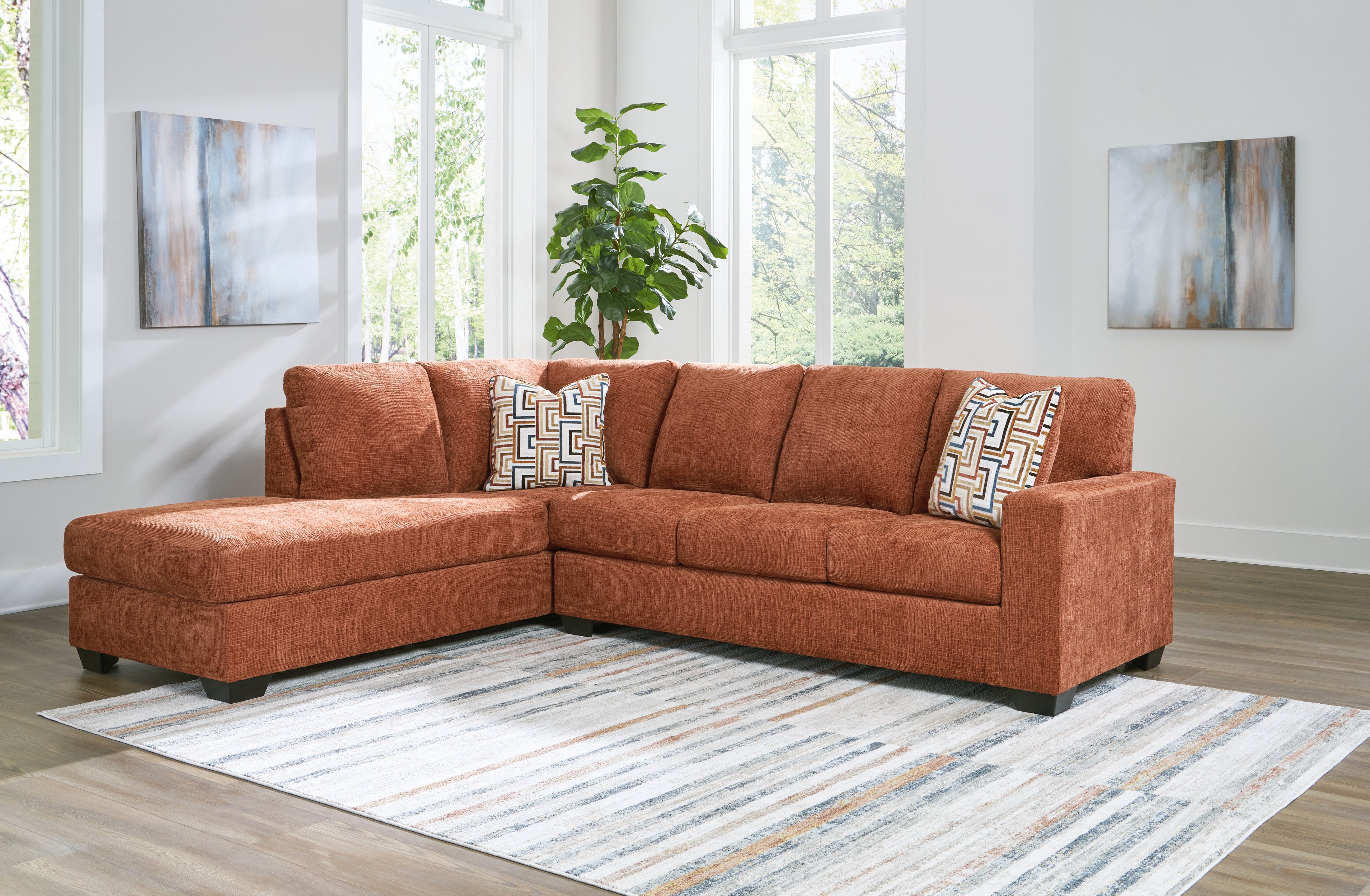 Best Furniture Outlet - Ashley Furniture - Aviemore Sectional - RAF 2-Piece Sectional with Chaise / Spice - 24304S1