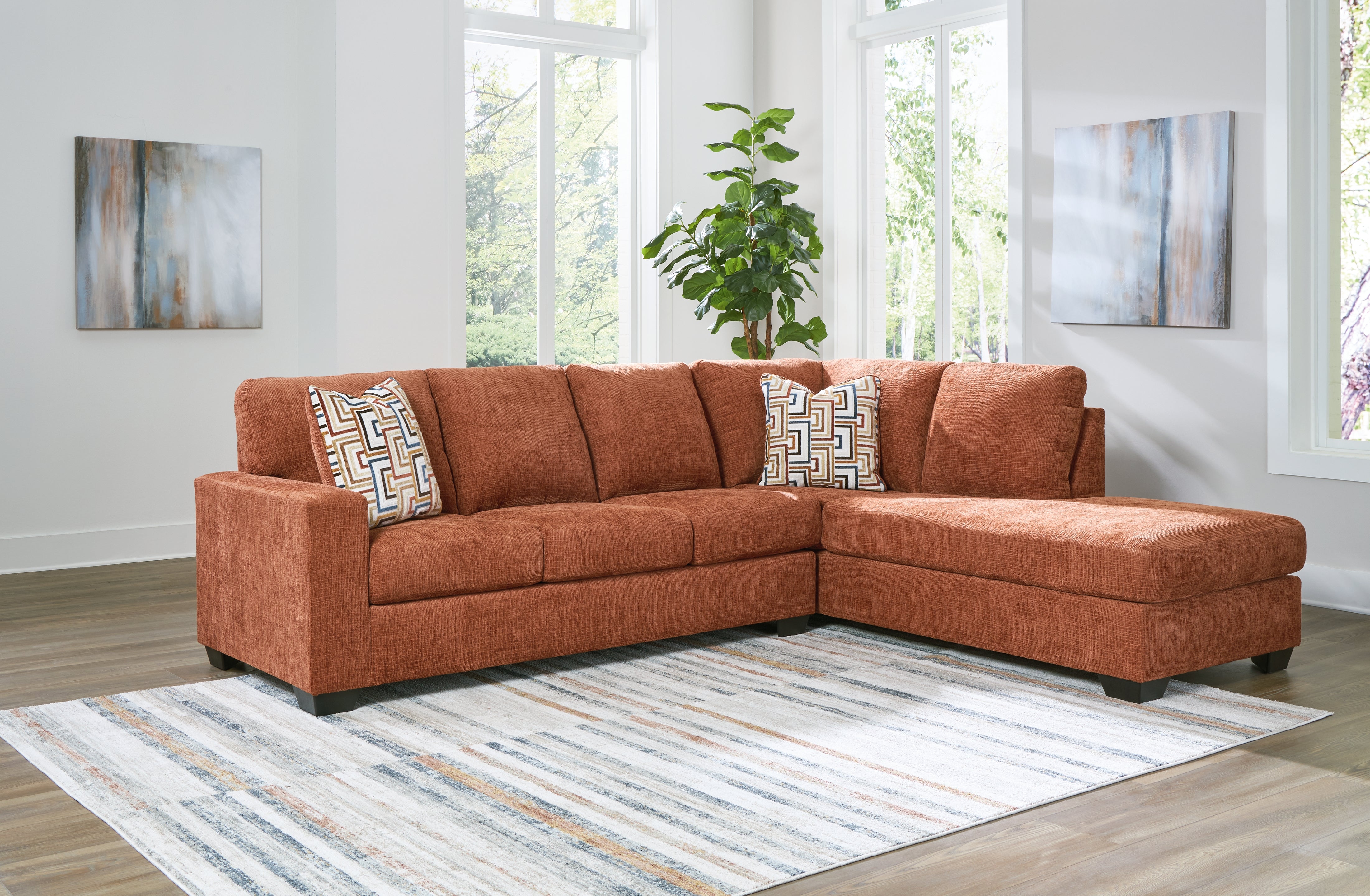Best Furniture Outlet - Ashley Furniture - Aviemore Sectional - LAF 2-Piece Sectional with Chaise / Spice - 24304S2