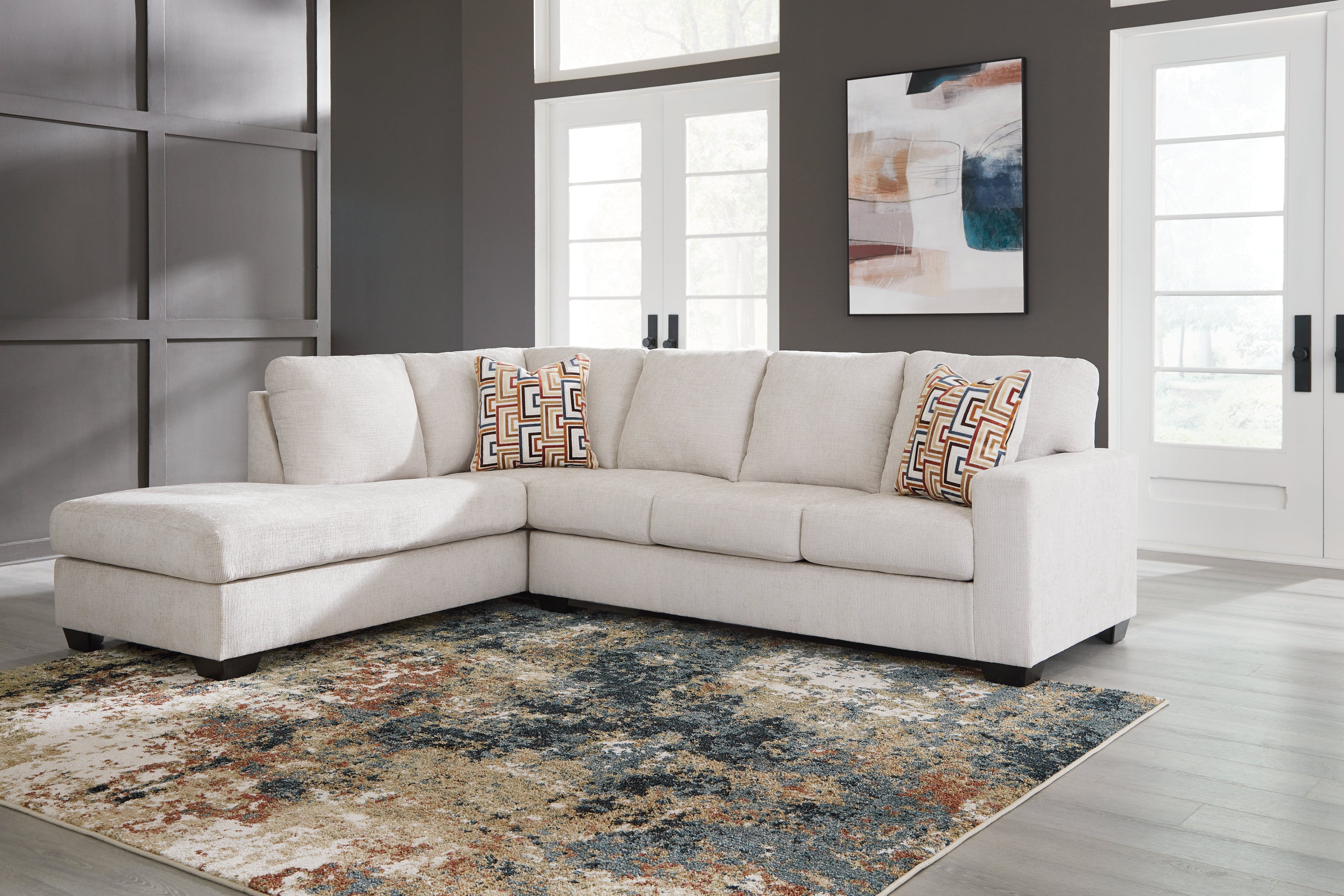 Best Furniture Outlet - Ashley Furniture - Aviemore Sectional - RAF 2-Piece Sectional with Chaise / Stone - 24305S1
