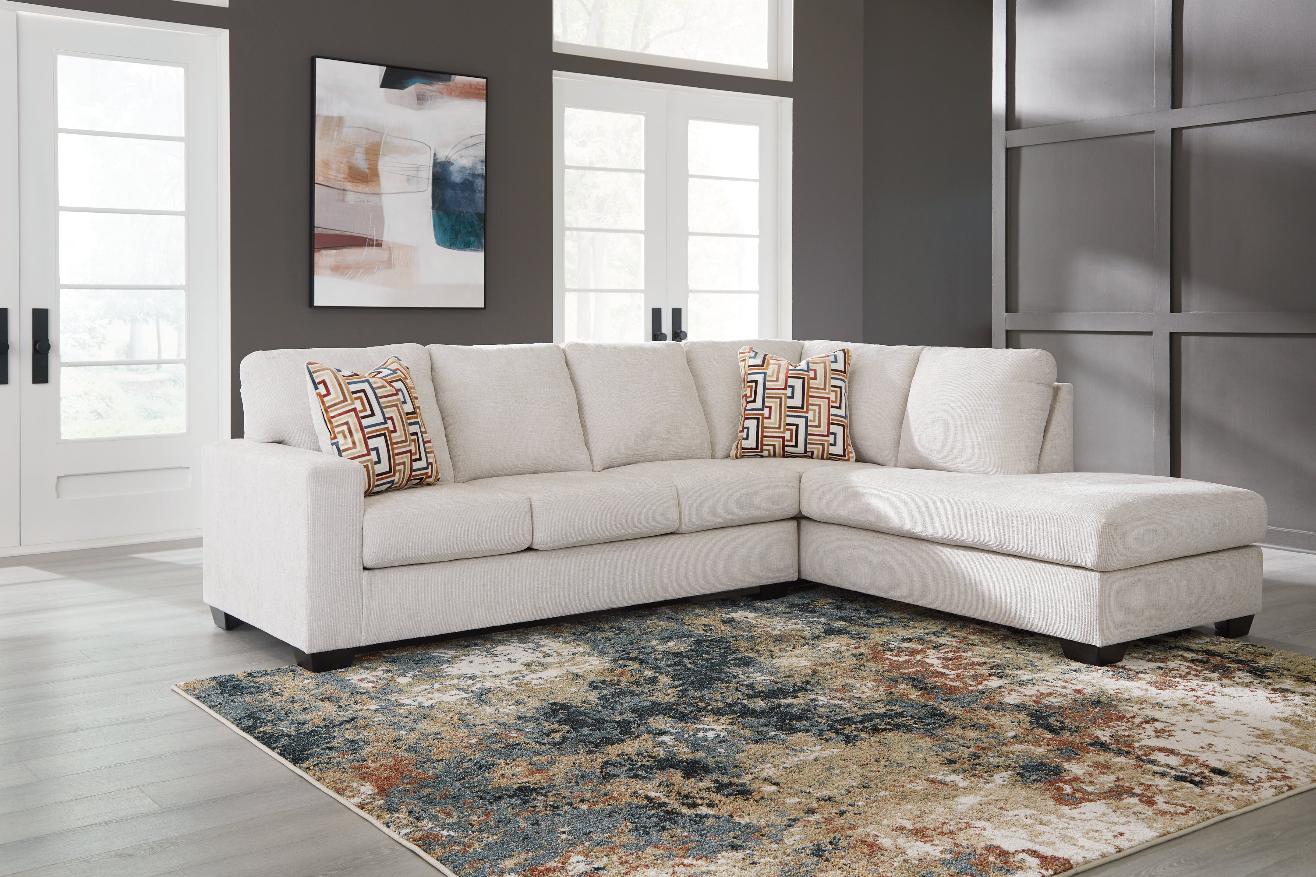 Best Furniture Outlet - Ashley Furniture - Aviemore Sectional - LAF 2-Piece Sectional with Chaise / Stone - 24305S2