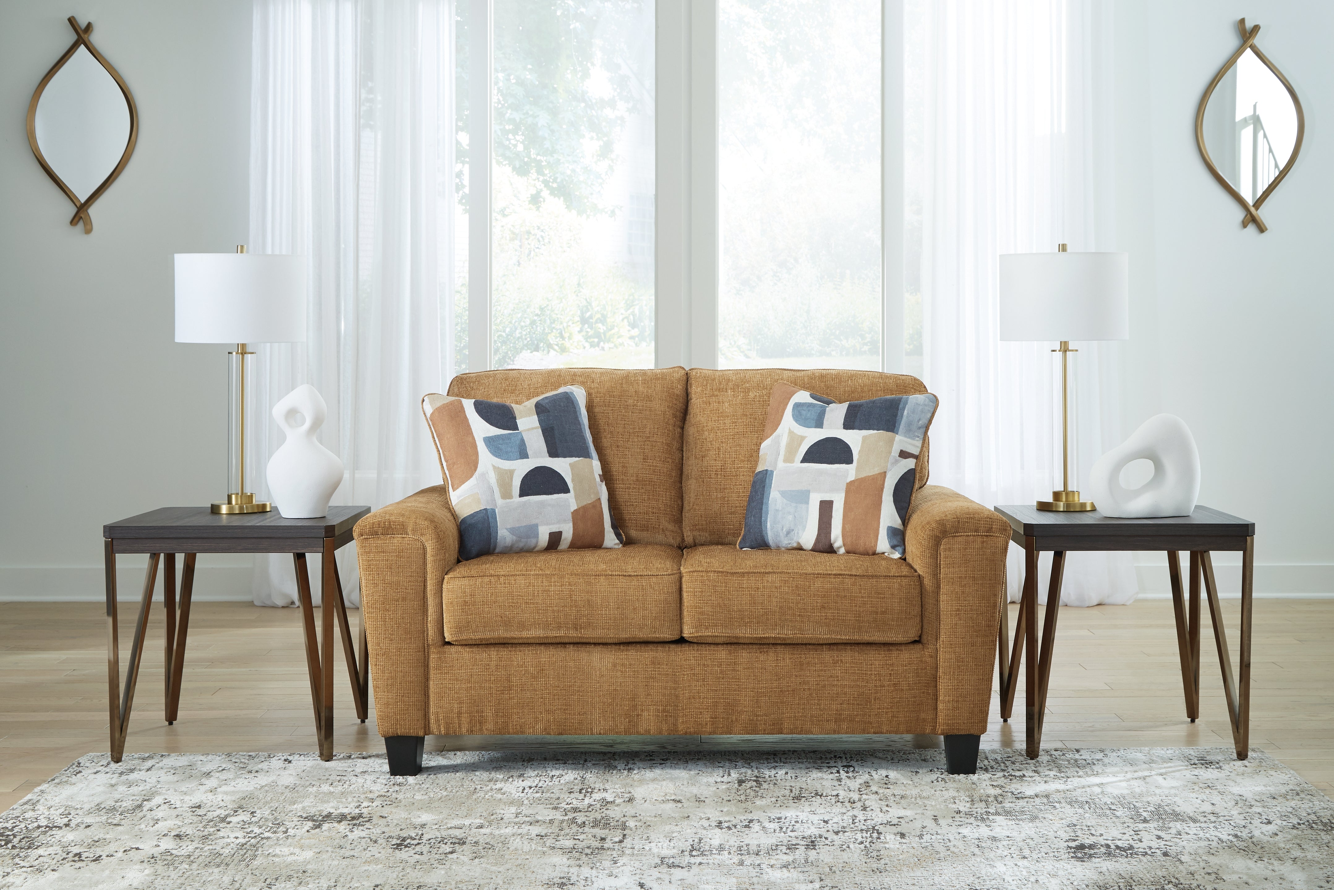 Best Furniture Outlet - Ashley Furniture - Erinslane Living Room - Loveseat / Honey - 2520735