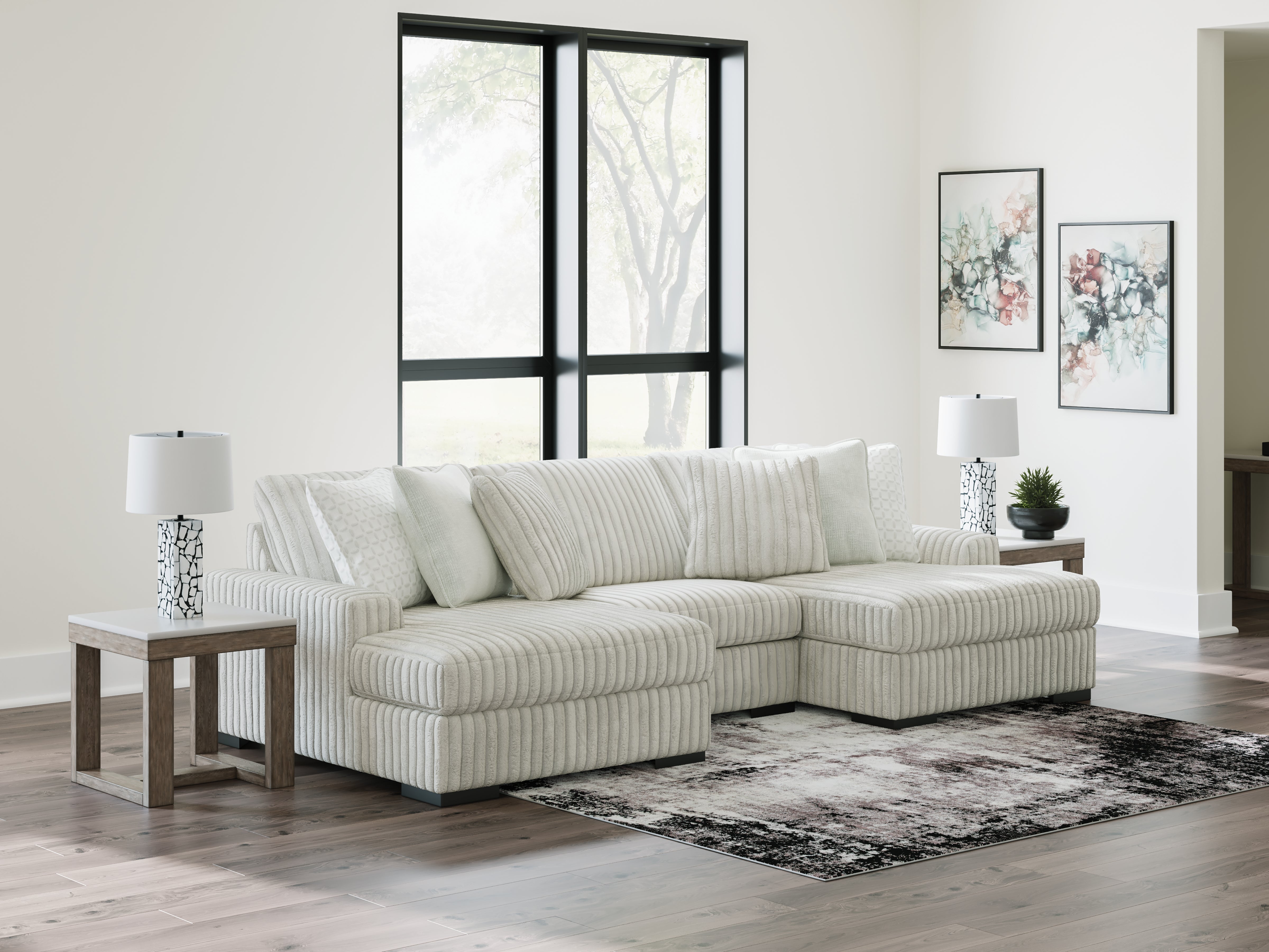 Best Furniture Outlet - Ashley Furniture - Stupendous Sectional - RAF 3-Piece Sectional with Double Chaise / Alloy - 25903S4