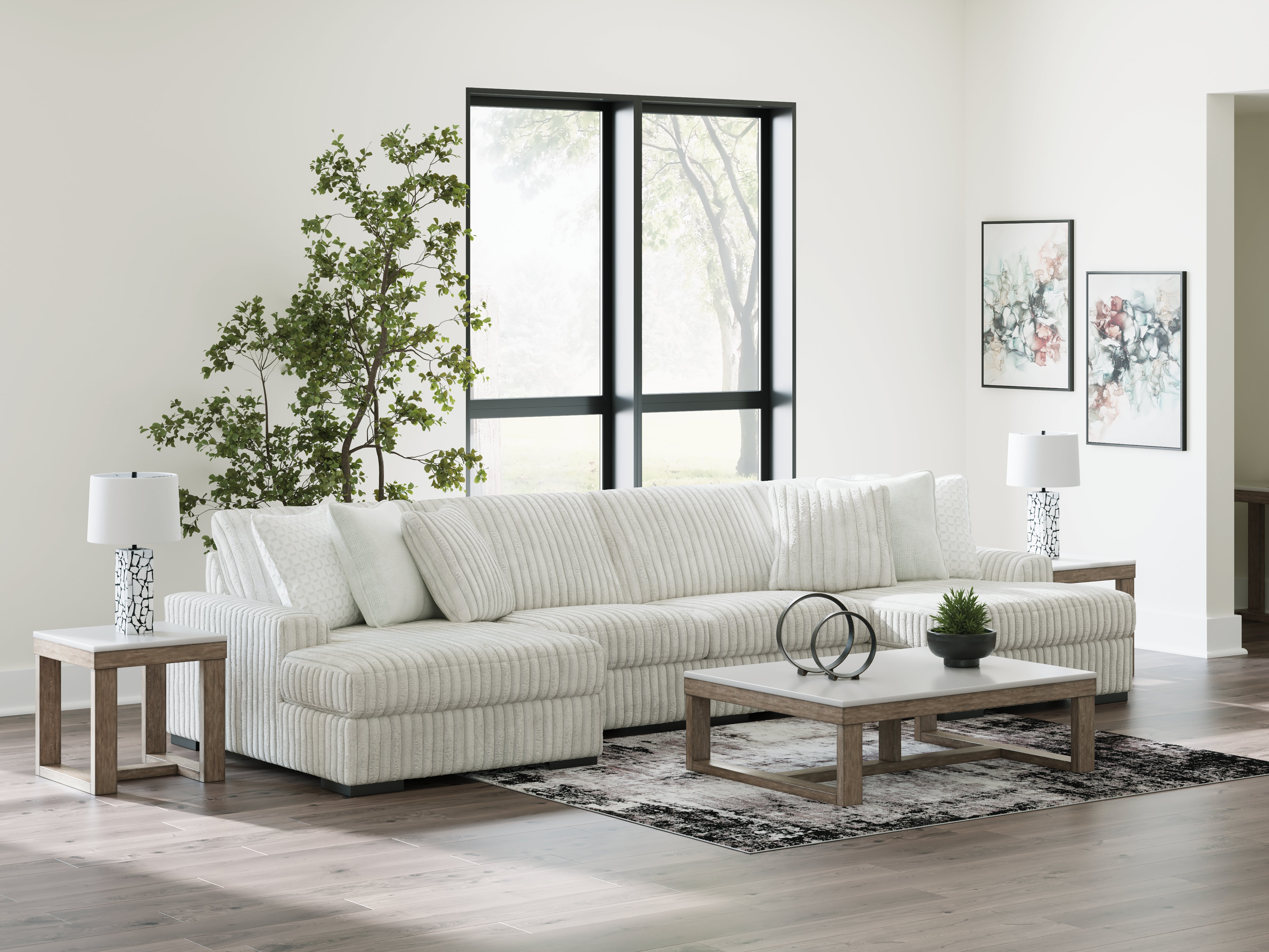 Best Furniture Outlet - Ashley Furniture - Stupendous Sectional - RAF 4-Piece Sectional with Double Chaise / Alloy - 25903S5