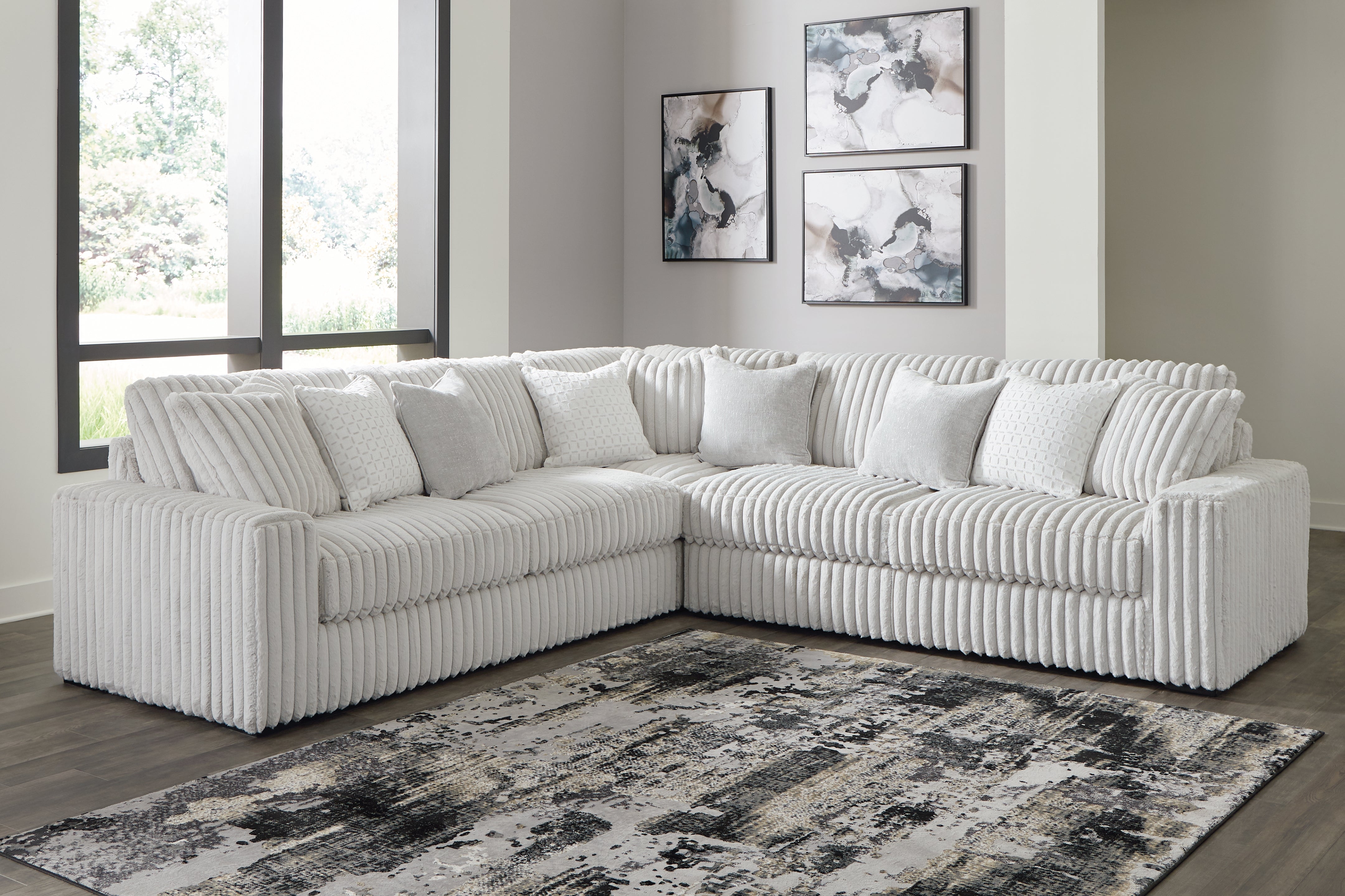 Best Furniture Outlet - Ashley Furniture - Stupendous Sectional - RAF 3-Piece Sectional with Double Chaise / Alloy - 25903S4