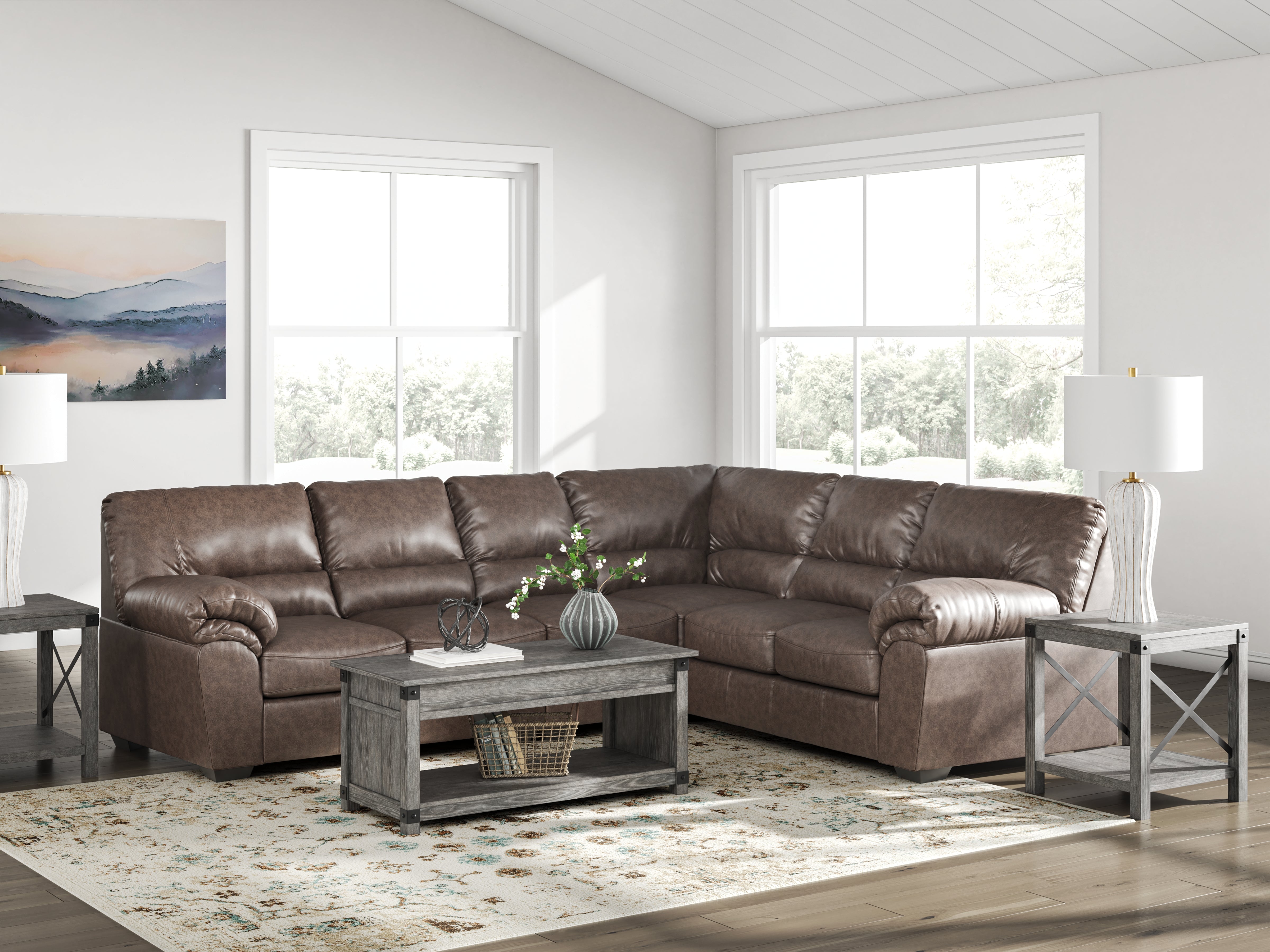 Best Furniture Outlet - Ashley Furniture - WillowBend Sectional - RAF 3-Piece Sectional / Umber - PC27705S3