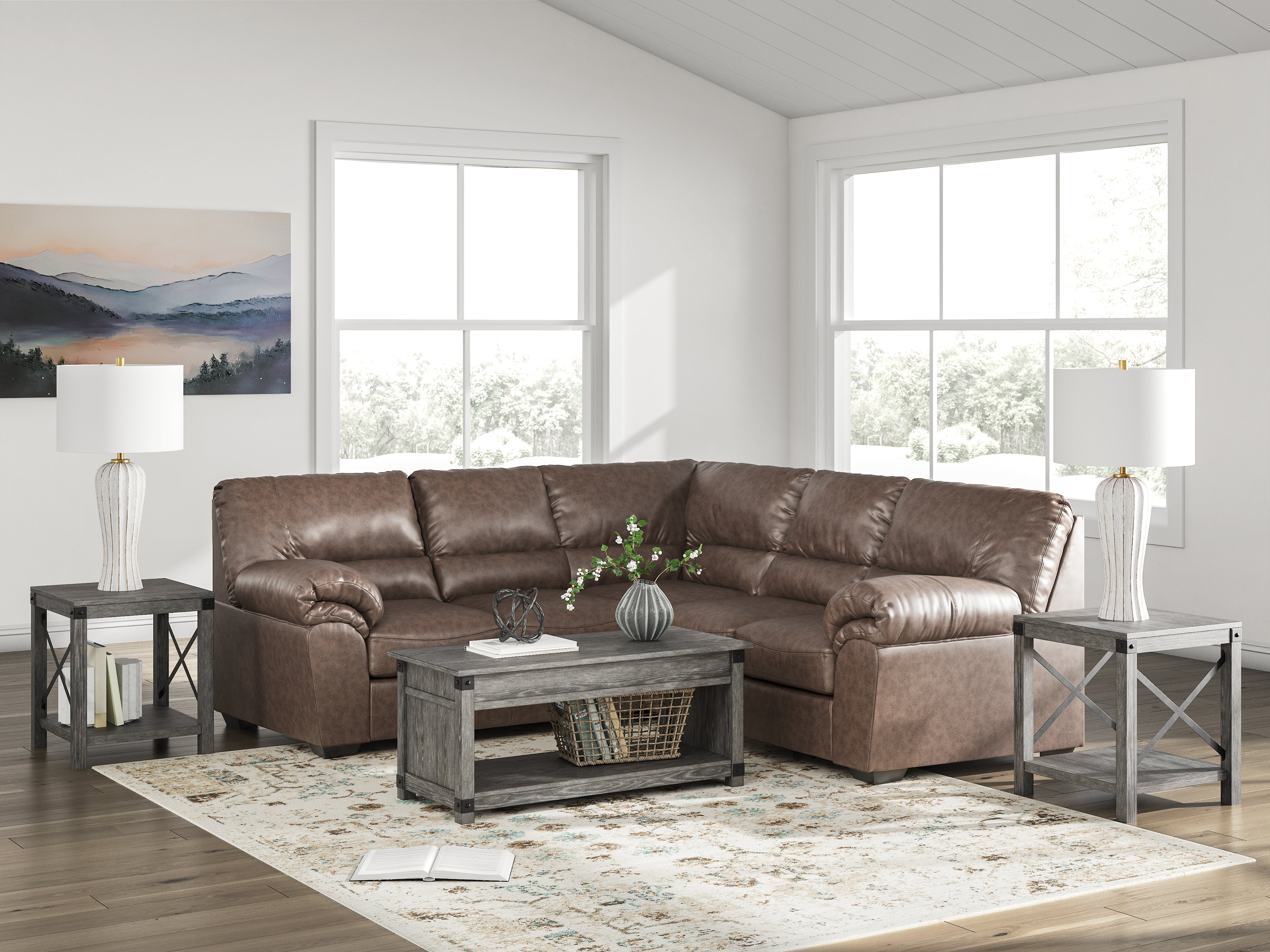 Best Furniture Outlet - Ashley Furniture - WillowBend Sectional - RAF 2-Piece Sectional / Umber - PC27705S1