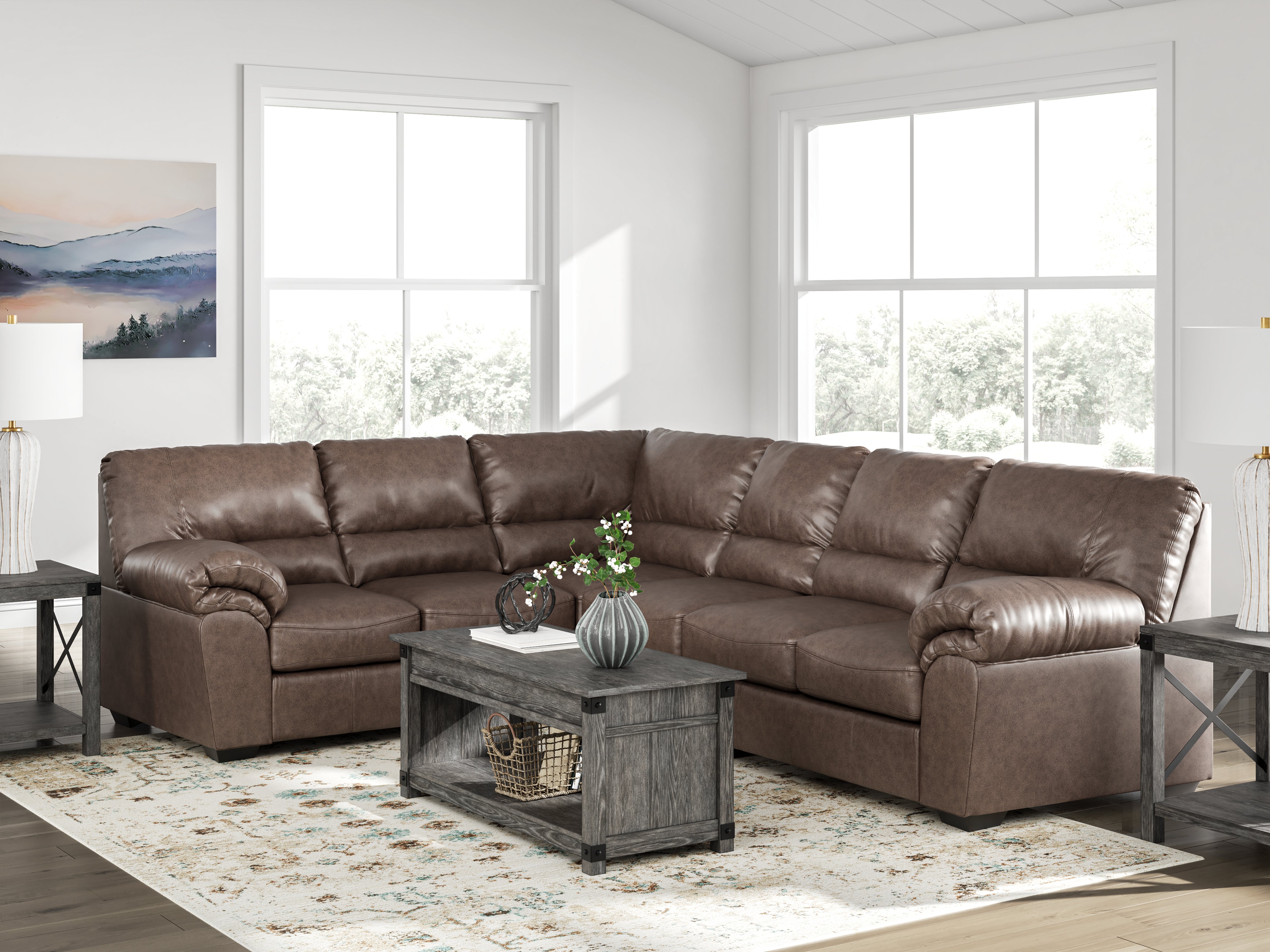 Best Furniture Outlet - Ashley Furniture - WillowBend Sectional - LAF 3-Piece Sectional / Umber - PC27705S4