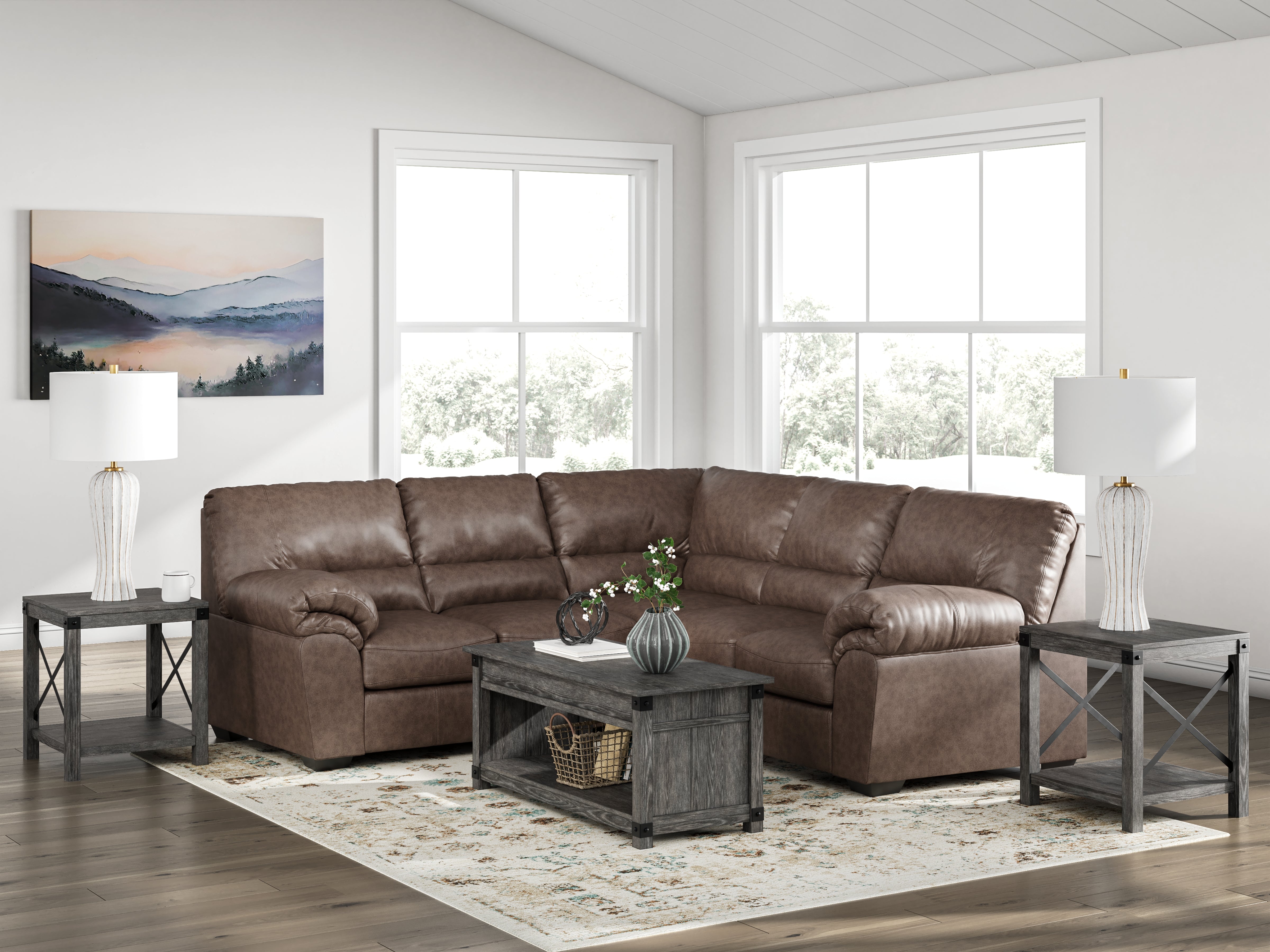 Best Furniture Outlet - Ashley Furniture - WillowBend Sectional - LAF 2-Piece Sectional / Umber - PC27705S2
