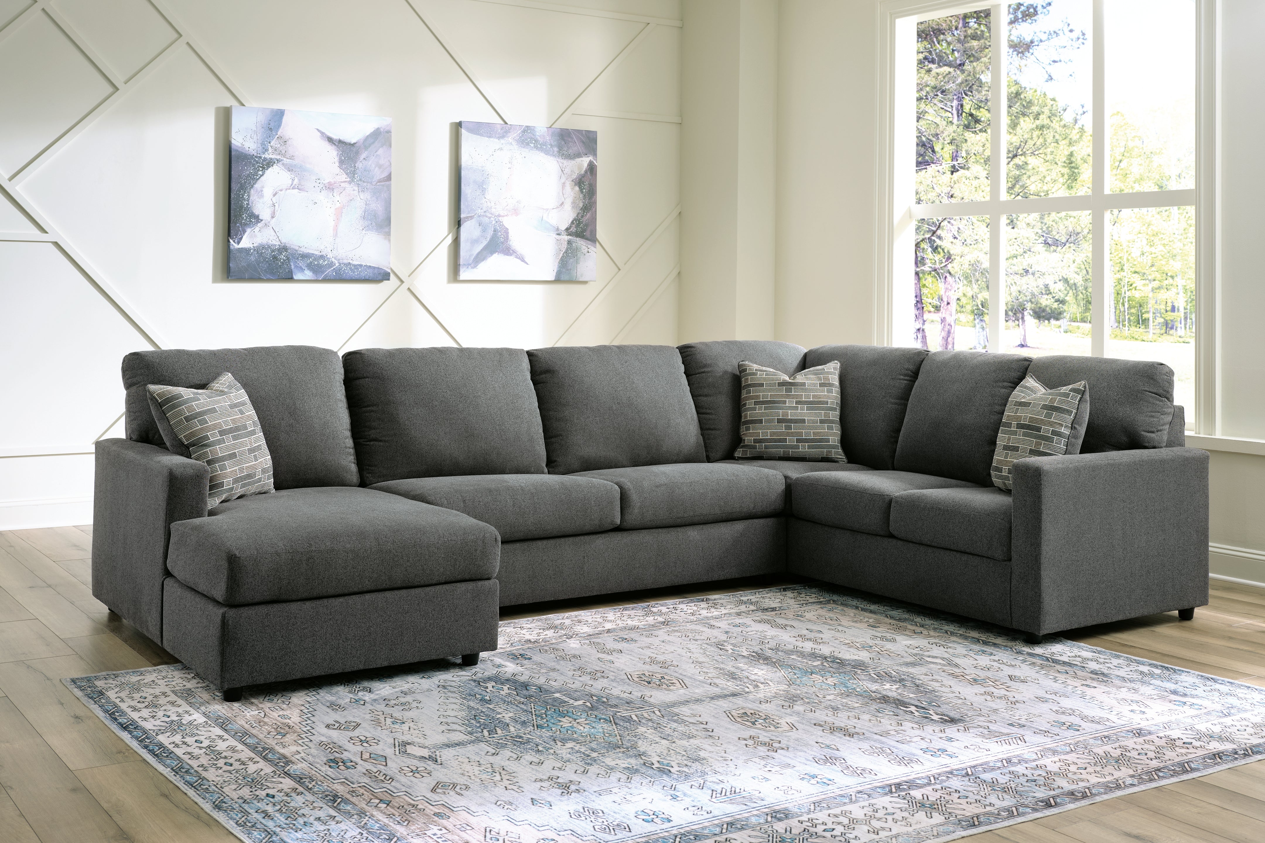 Best Furniture Outlet - Ashley Furniture - Edenfield Sectional - RAF 3-Piece Sectional with Chaise / Charcoal - 29003S1