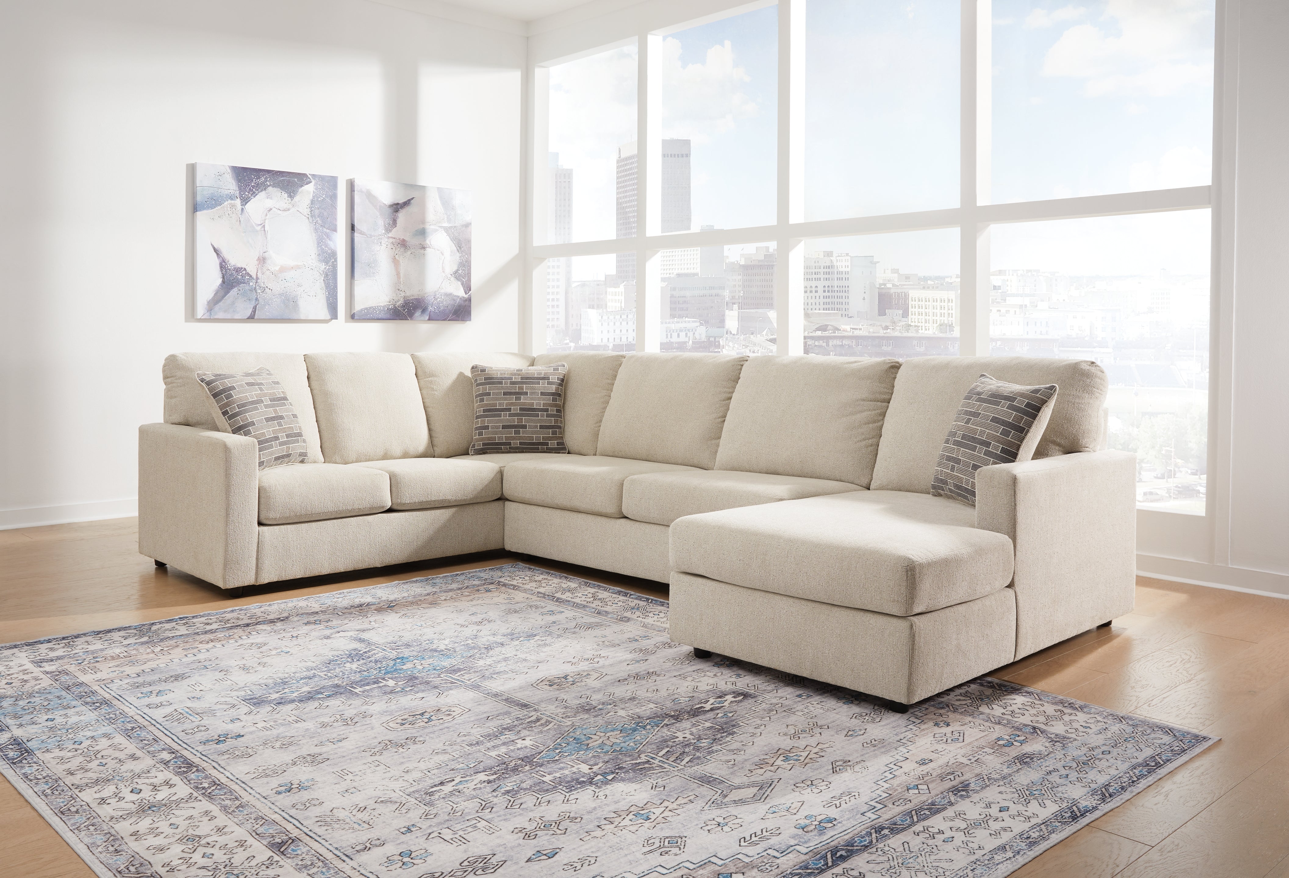 Best Furniture Outlet - Ashley Furniture - Edenfield Sectional - LAF 3-Piece Sectional with Chaise / Linen - 29004S2