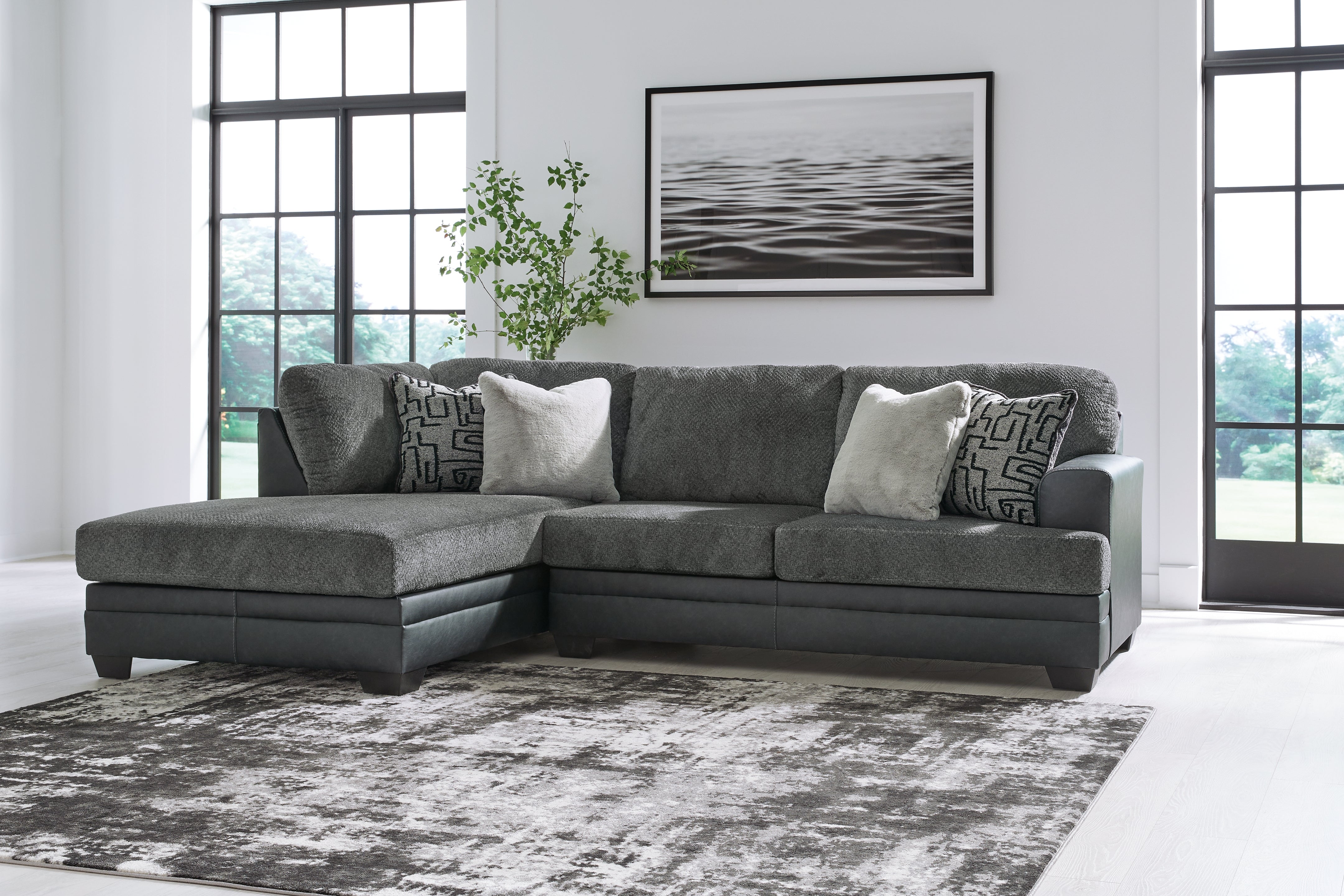 Best Furniture Outlet - Ashley Furniture - Brixley Pier Sectional - RAF 2-Piece Sectional with Chaise / Graphite - 29906S1