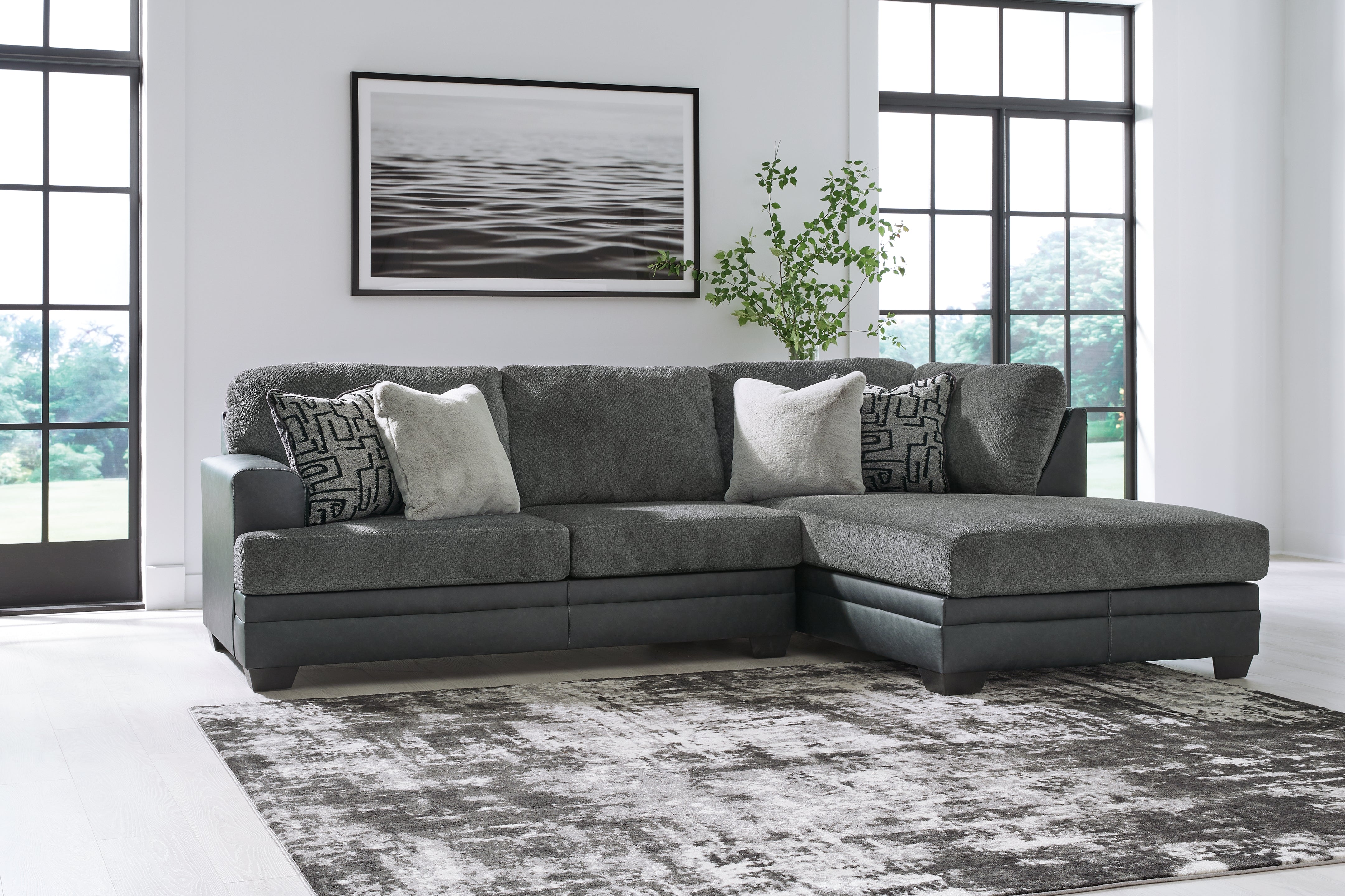 Best Furniture Outlet - Ashley Furniture - Brixley Pier Sectional - RAF 2-Piece Sectional with Chaise / Graphite - 29906S1
