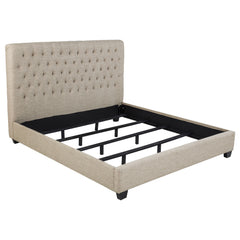 Best Furniture Outlet - Coaster - Chloe Upholstered Eastern King Panel Bed Oatmeal - 300007KE