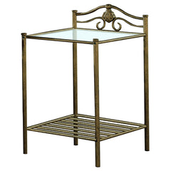 Best Furniture Outlet - Coaster - Sydney Metal 2-shelf Nightstand Antique Brushed Gold - 300172