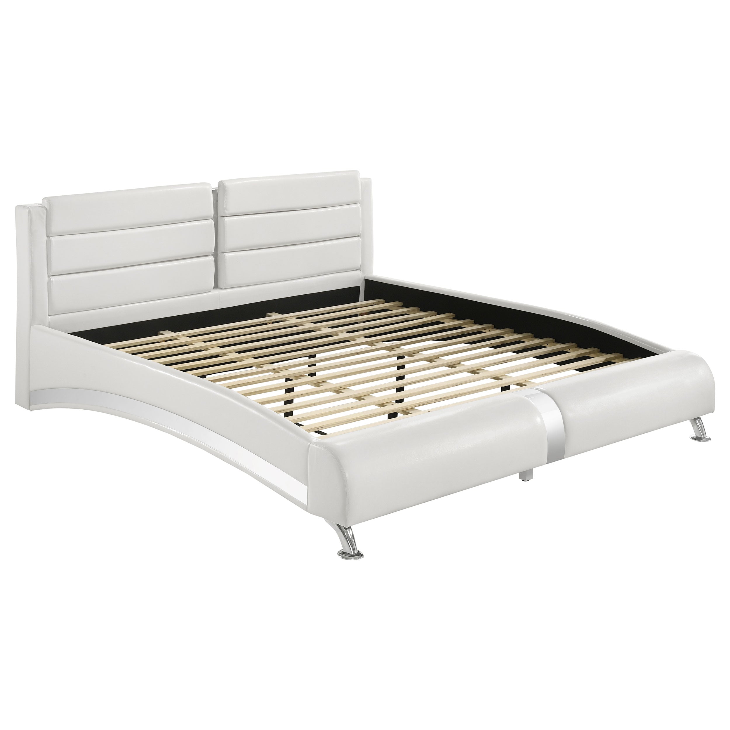 Best Furniture Outlet - Coaster - Jeremaine Upholstered Eastern King Sleigh Bed White - 300345KE