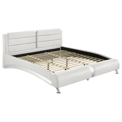Best Furniture Outlet - Coaster - Jeremaine Upholstered Eastern King Sleigh Bed White - 300345KE