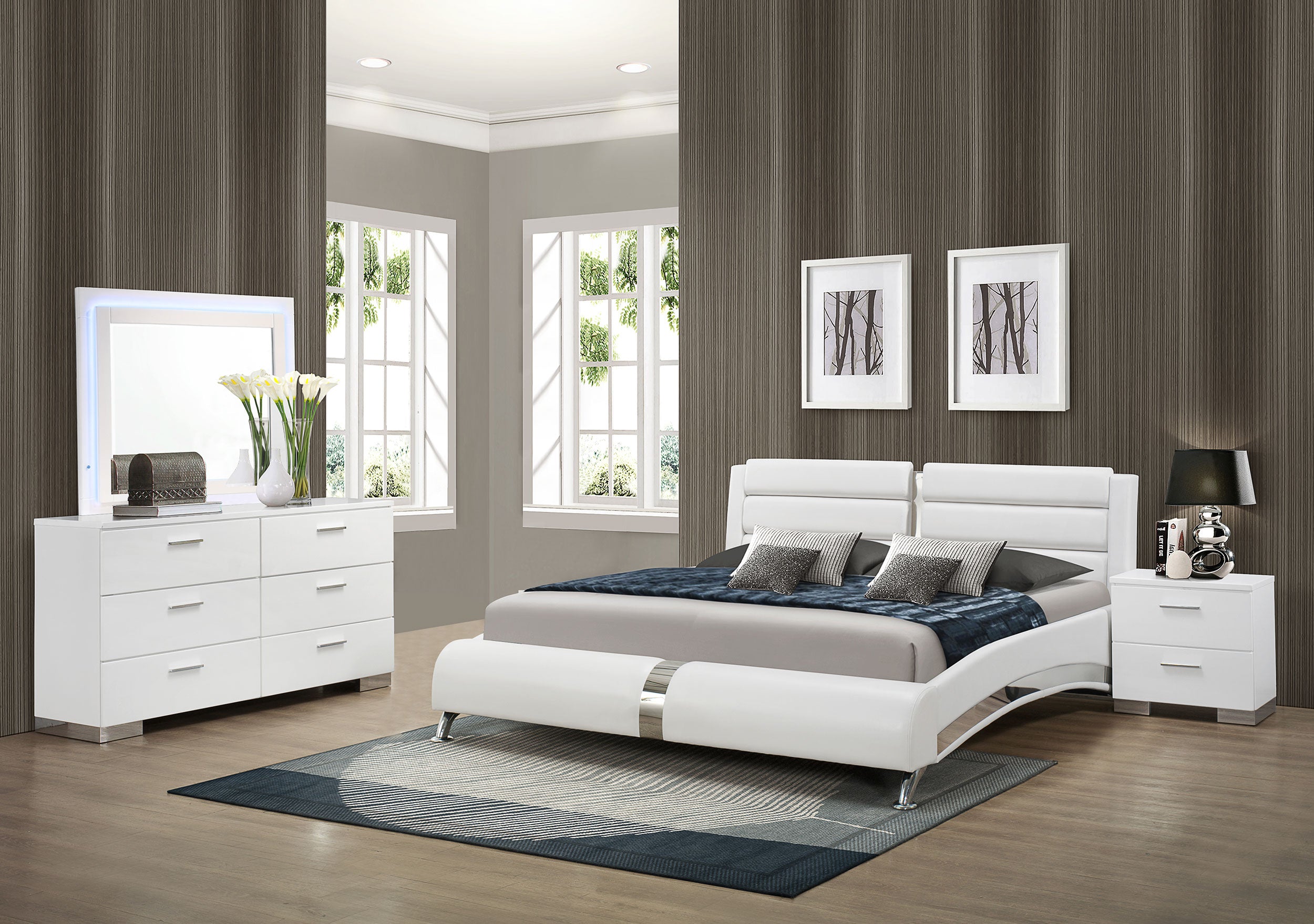 Best Furniture Outlet - Coaster - Jeremaine 4-piece California King Bedroom Set White - 300345KW-S4L