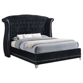 Best Furniture Outlet - Coaster - Barzini Upholstered California King Wingback Bed Black - 300643KW