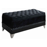 Best Furniture Outlet - Coaster - Barzini Velvet Upholstered Tufted Storage Bench Black - 300644